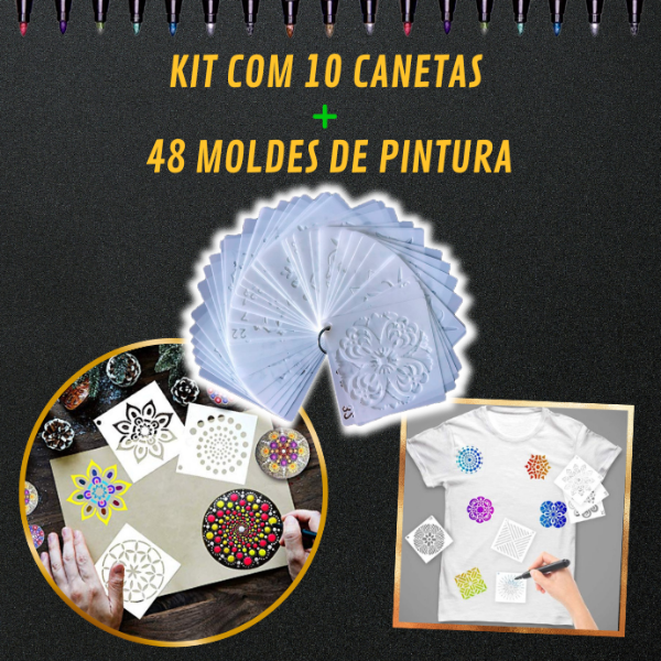Kit completo: Rotuladores Magic Gold metálicas + 48 Moldes Mandalas 10x10cm