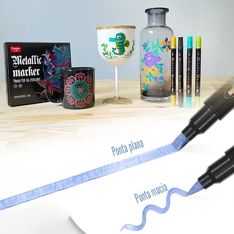 Rotuladores Biverso Metálico - punta doble