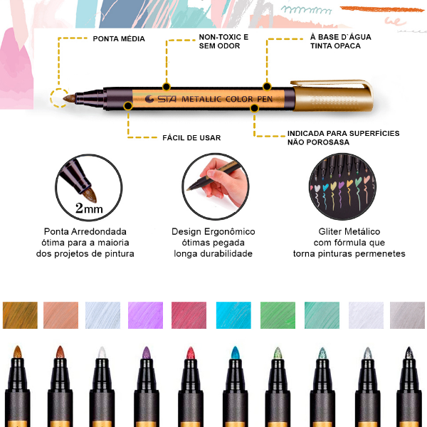 Kit completo: Rotuladores Magic Gold metálicas + 48 Moldes Mandalas 10x10cm